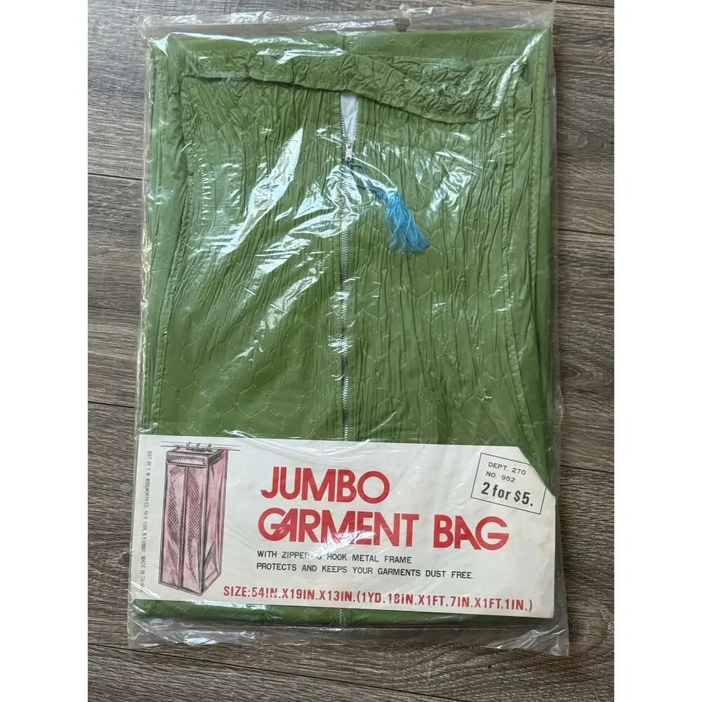 Vintage NEW Jumbo Garment green Bag 54x19x13 in closet organizer MCM
